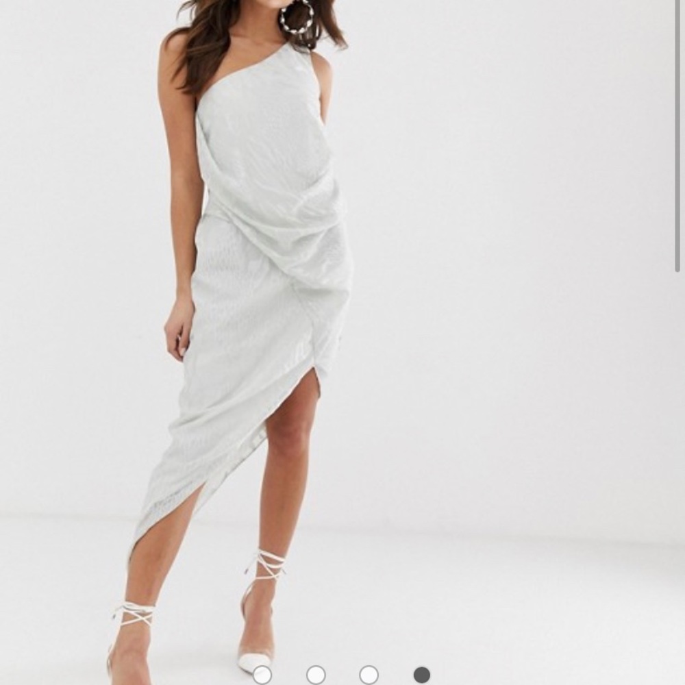 ASOS shoulder drape mini dress in abstract animal